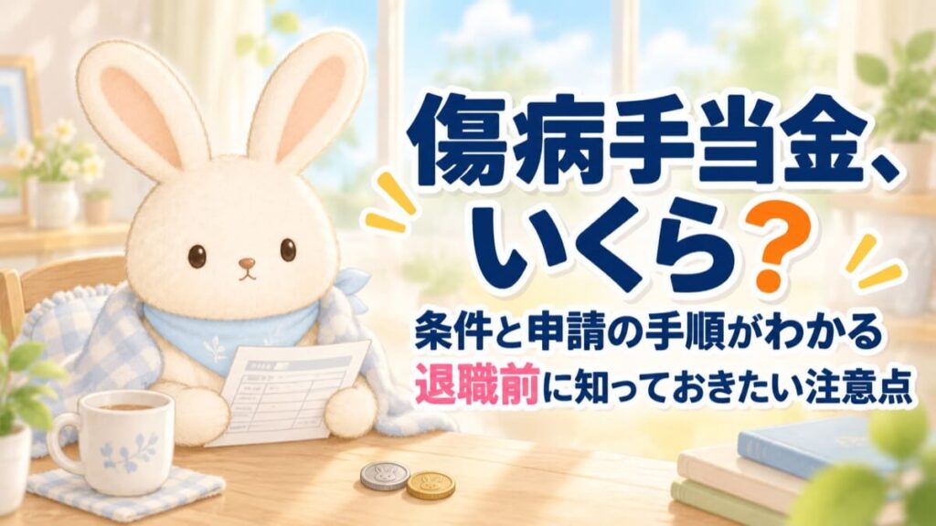 ブランケットを羽織って申請書を見るうさチュウ