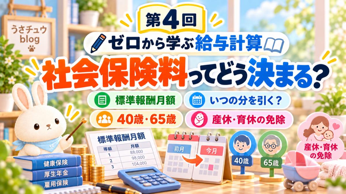 連載ゼロから学ぶ給与計算 第4回 社会保険料ってどう決まる？標準報酬月額・いつの分を引く？・40歳65歳・産休育休の免除